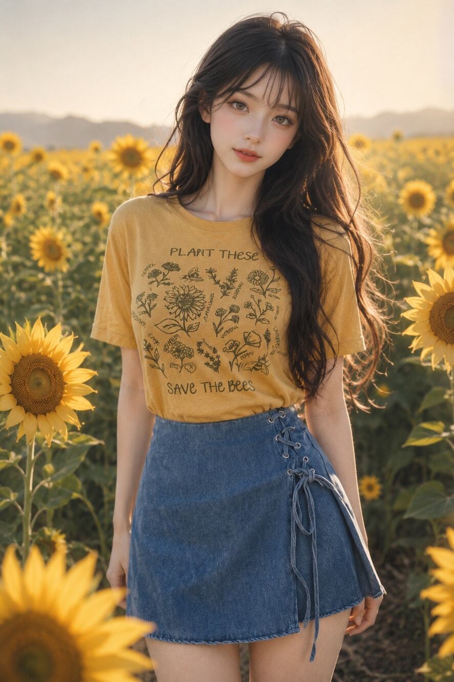 Golden Wildflower Fields & Save The Bees Pollinator Cottagecore Meadow Tee